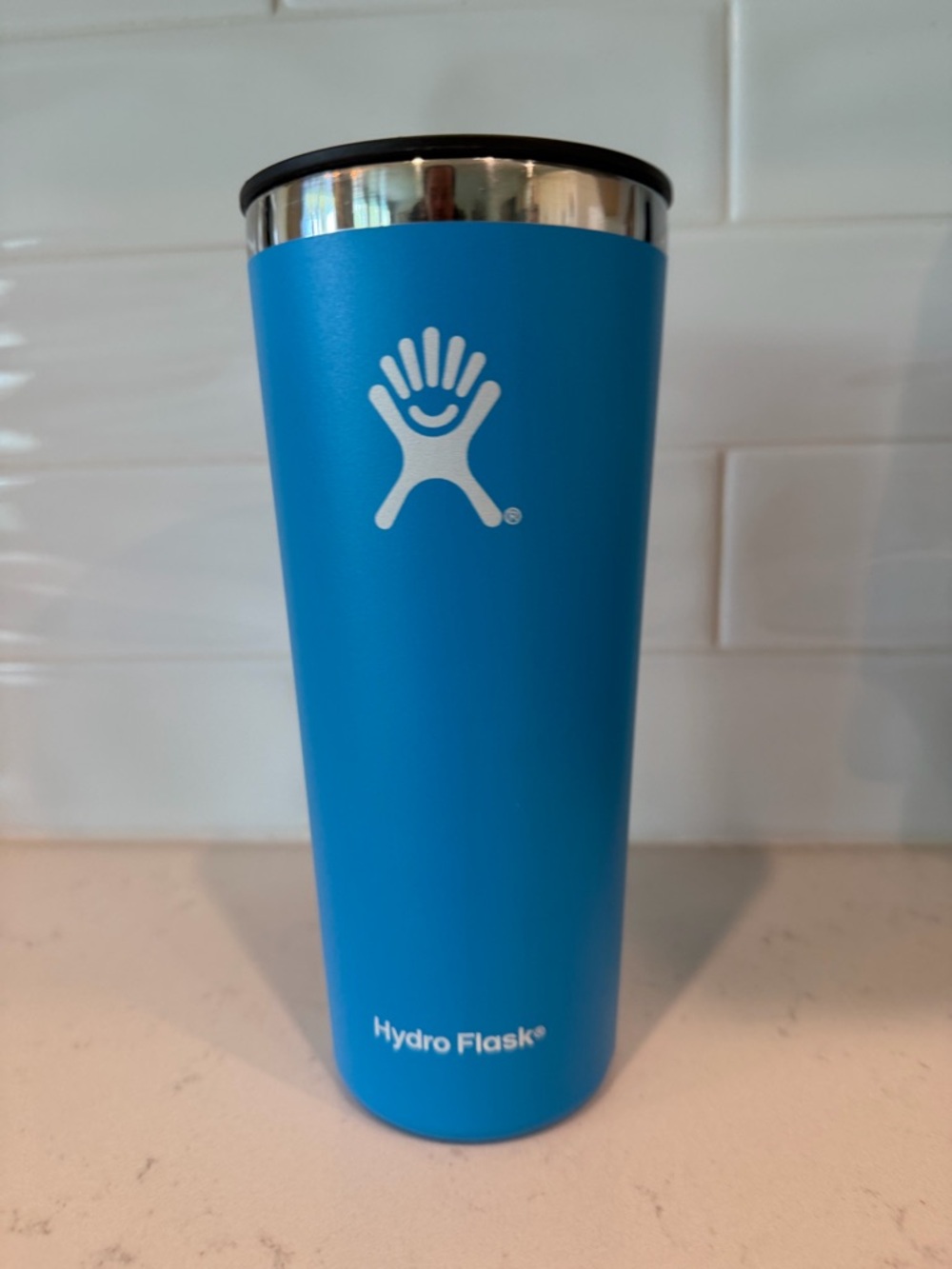 Hydro Flask Blue Insulated Tumbler - White Logo